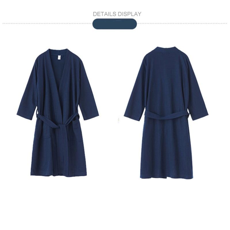 Spring and Summer Waffle Robe Women's Thin Style Bathrobe Absorptive Sweat Steaming Pajamas, Men and Women's Home Clothes Couple Nightgown