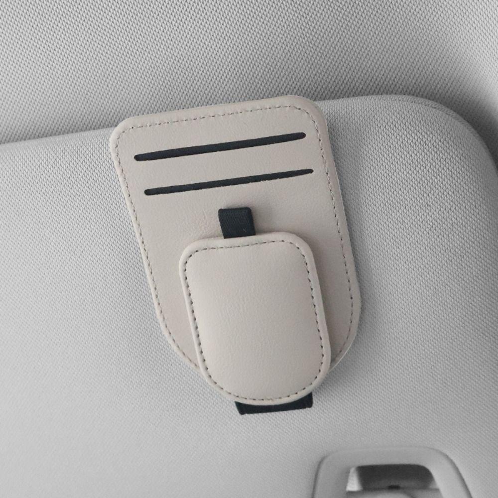 Creative Car Sun Visor Glasses Holder PU Leather Car Sunglasses Holder Vehicle Accessory