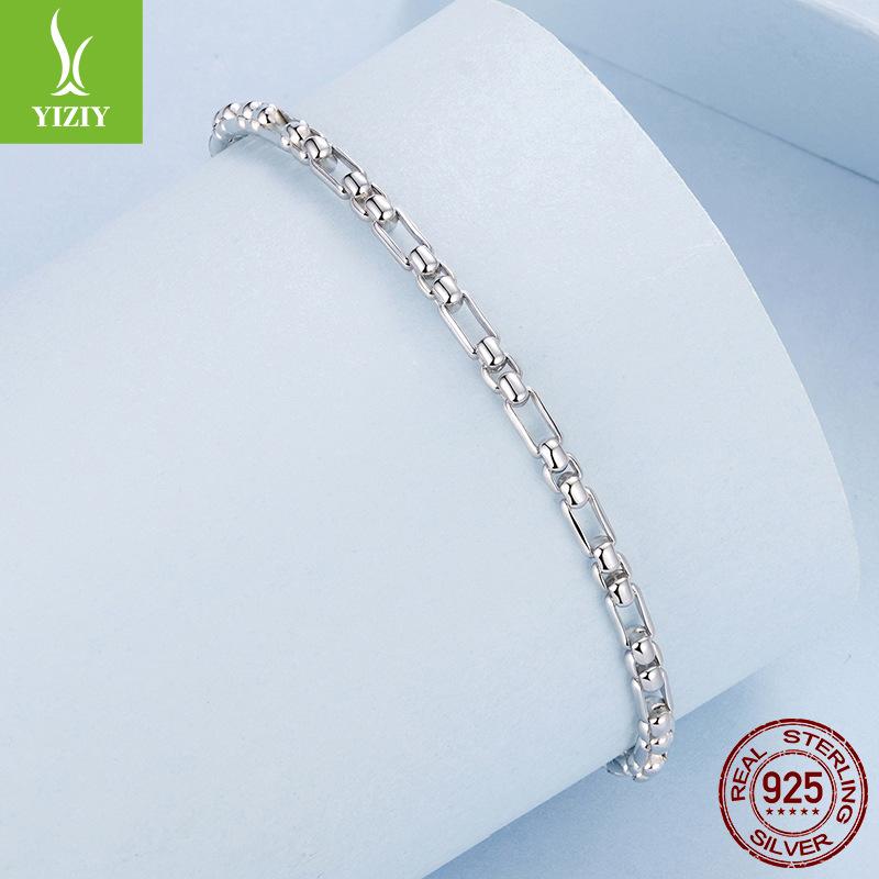 Personalized Minimalist Style Round Box Chain Bracelet Basic Chain S925 Sterling Silver Versatile Bracelet