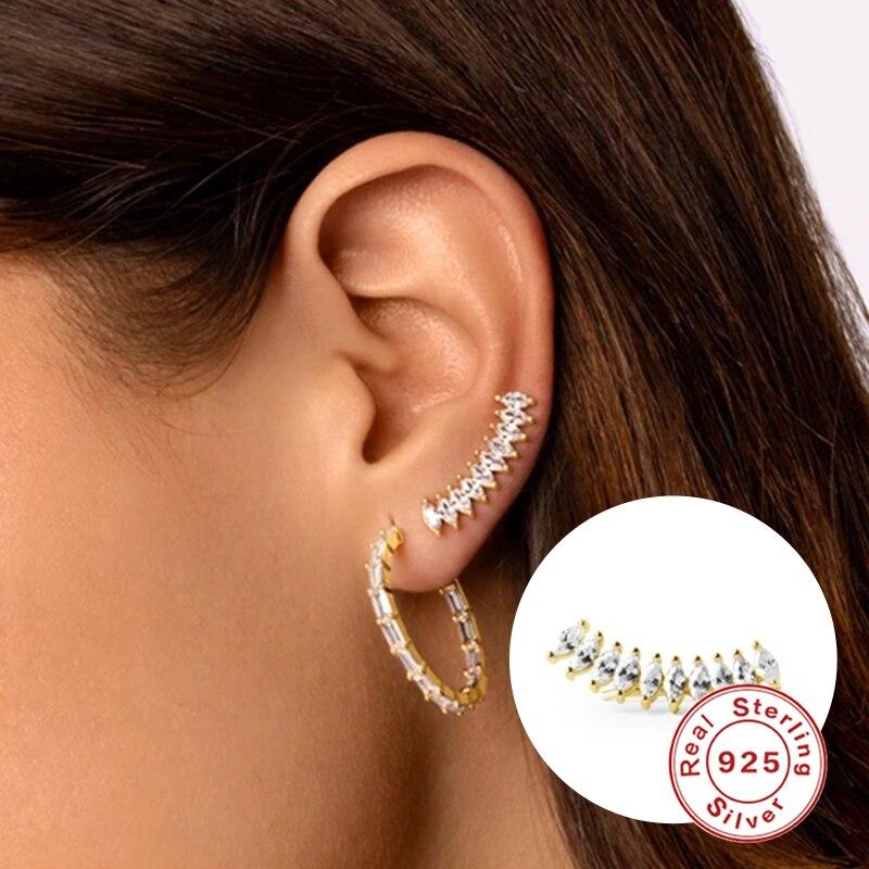 1pc Real Silver 925 Earring  Trend Earrings For Women Diamond Horse Eye Stud Earrings Jewelry For Wedding Party Gift