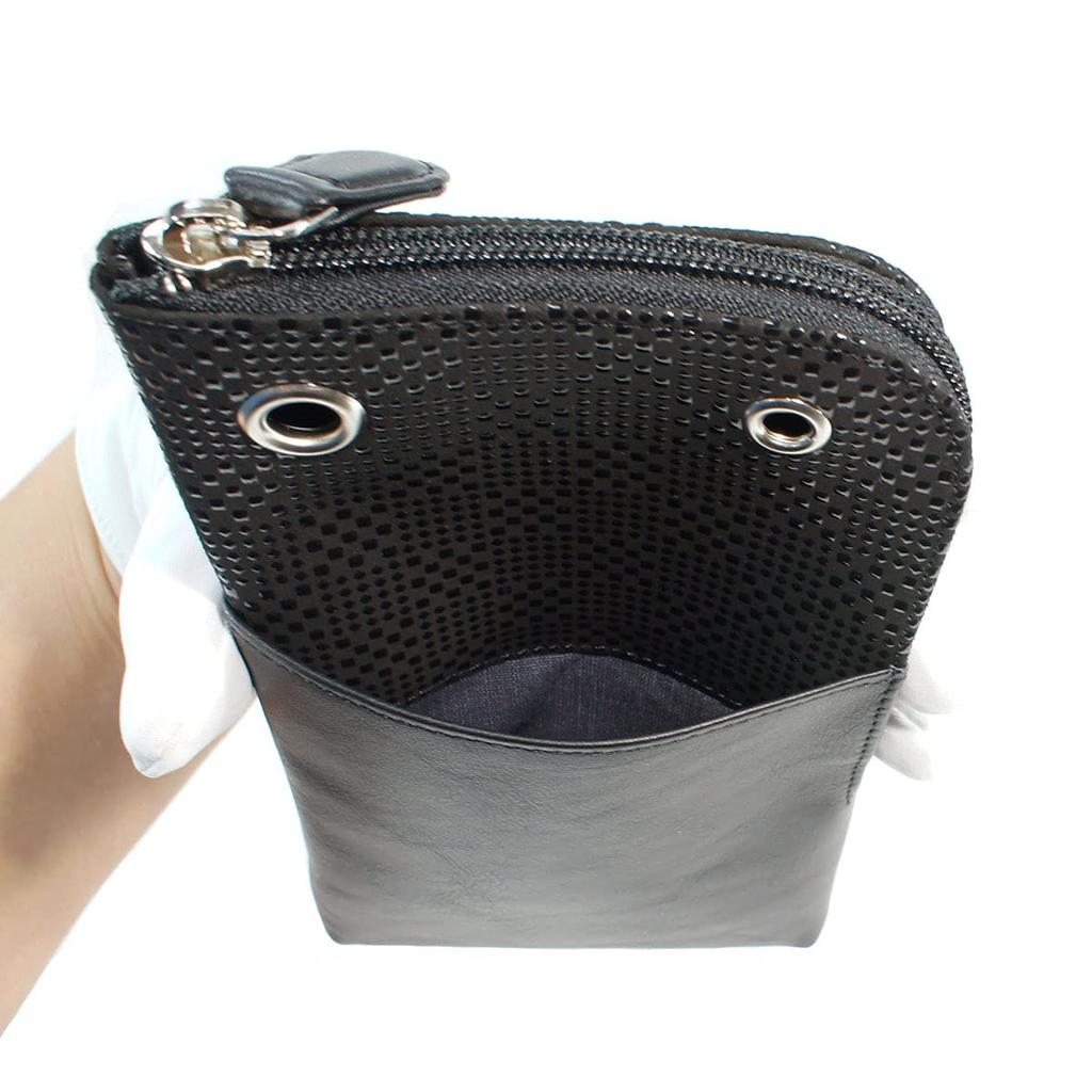 Чехол для смартфона Indenya Inden Sacoche Smartphone Pochette из оленьей кожи черного цвета с черным лаком, мелкий клетчатый узор 5027-01-167