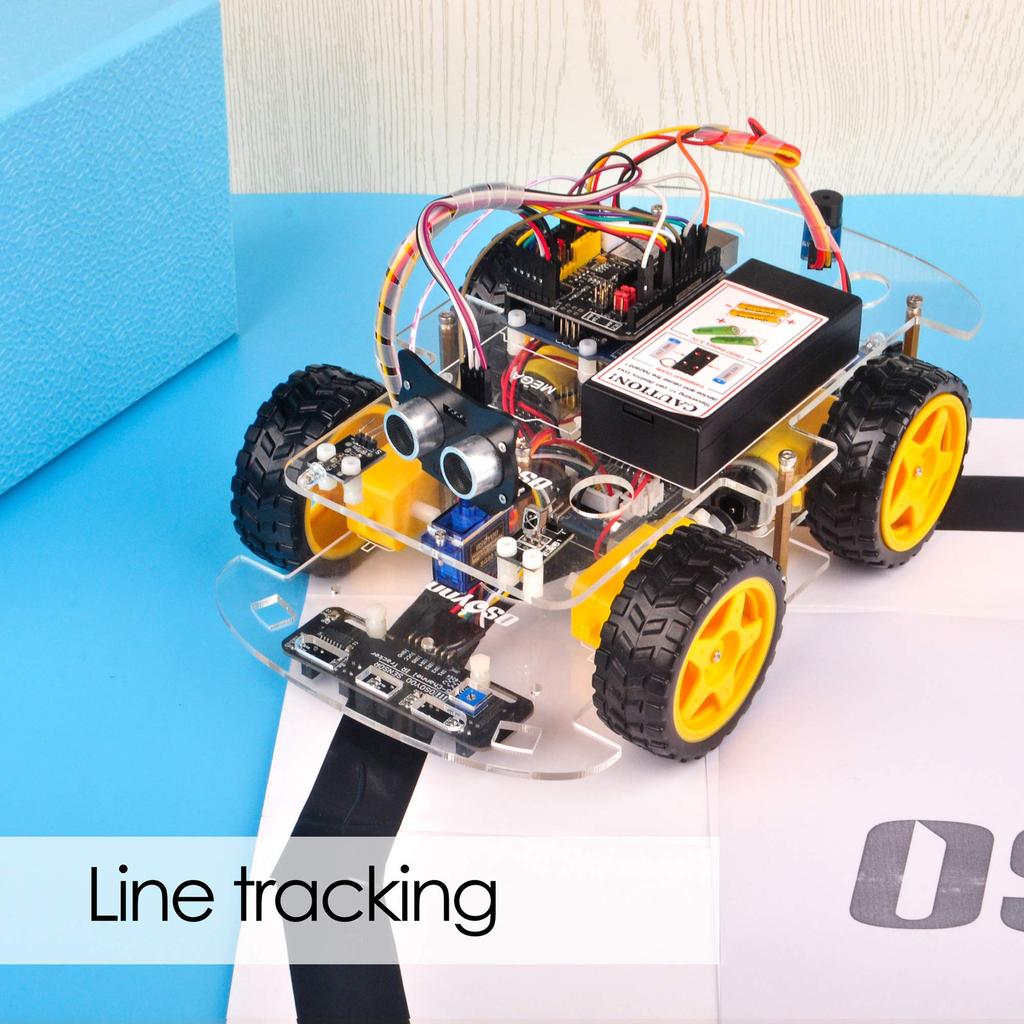 OSOYOO Arduino UNO Многофункциональный Образовательный Робот-Машина V2.1 STEM Дистанционное Управление Приложение 4WD Сборка, Программирование, Обучение Образовательный Электрический Робототехнический