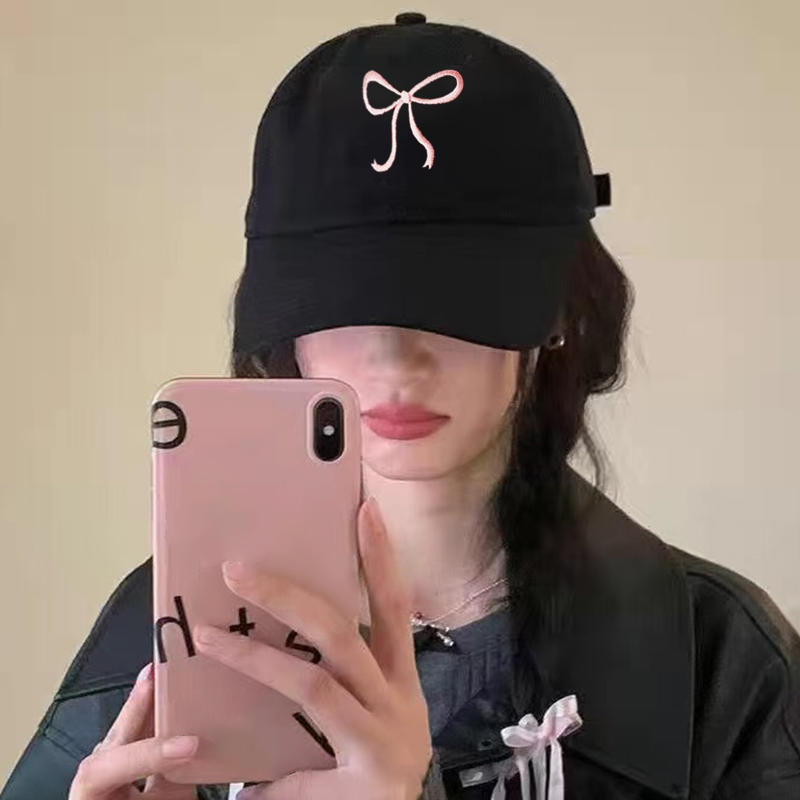 Sweet Bowknot Embroidery Baseball Hat For Women Solid Color Korean Girl Peaked Cap Outdoor Soft Cotton Snapback Sun Visors Hat