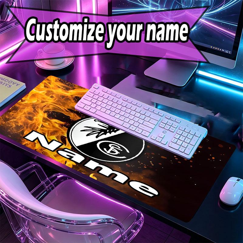 Custom Name Personalized SC Freiburg Pattern Mousepad, Laptop PC Desk Mat, Decorative Desk Mat for Home Keyboard Pad Gift