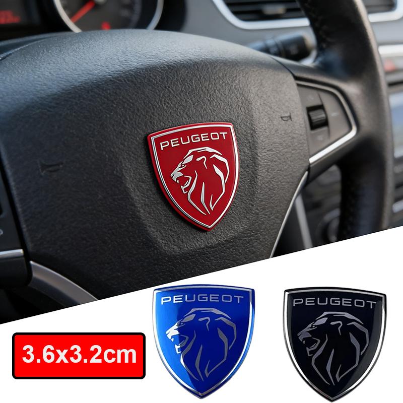 3.2x3.6cm New Alloy Car Steering Wheel Center Badge Sticker for Peugeot Emblem 308 307 408 208 508 3008 2008 5008 Accessories