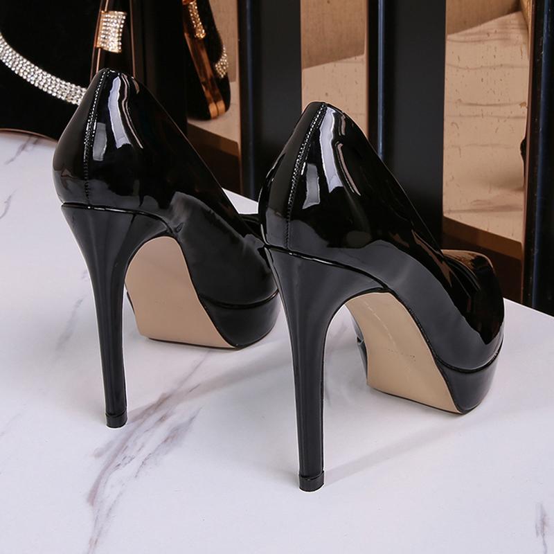 Каблук 12 см с острым носком, подиумная модная обувь на шпильке, однотонная пикантная обувь на платформе, большой размер 35–46, дизайнерские туфли-лодочки на высоком каблуке 2,5 см