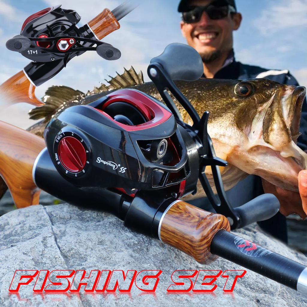 SOUGAYILANG Рыболовный спиннинг, набор удилищ с спиннинговой катушкой, катушка для заброса наживки, удочка, леска, приманка, рыболовные инструменты
