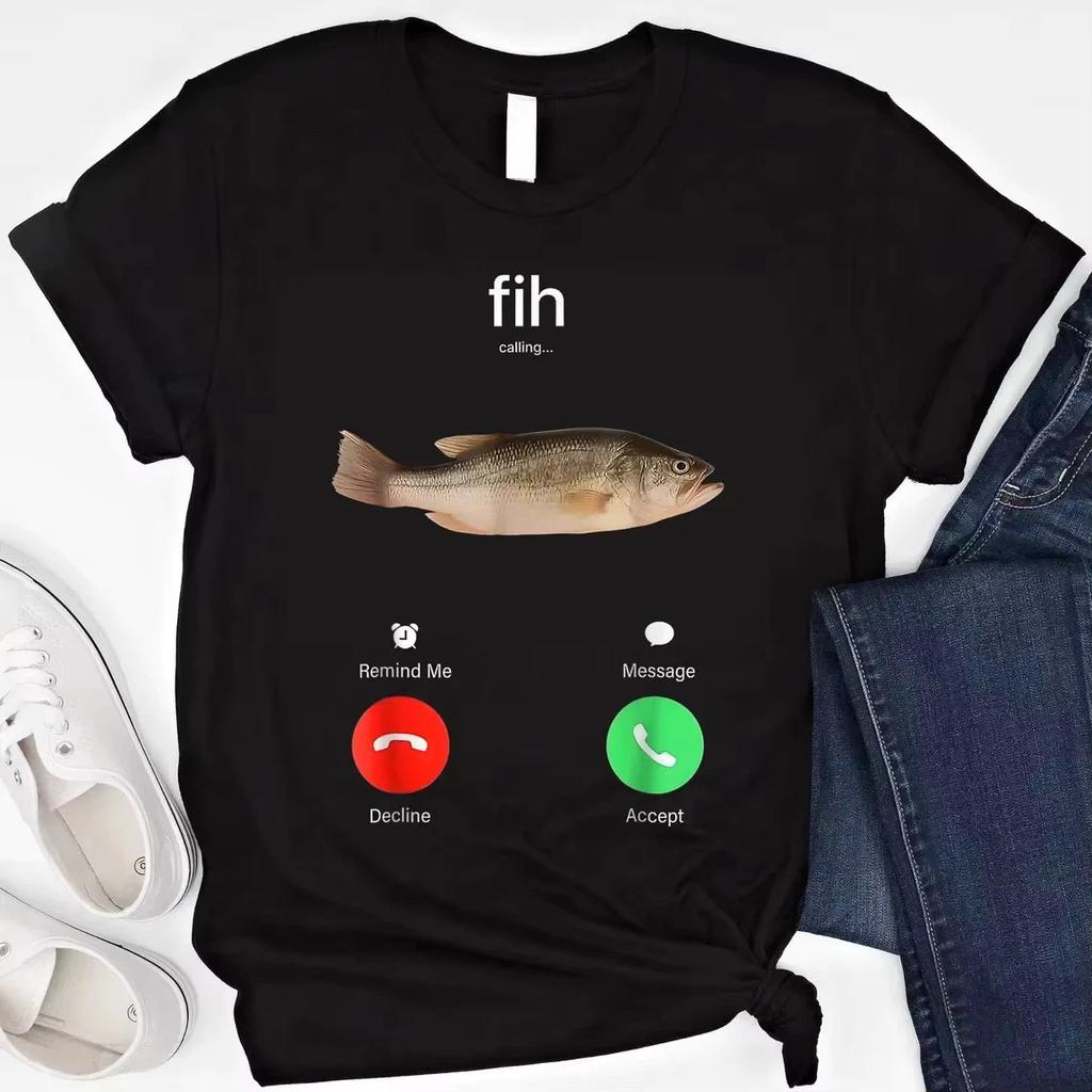 Fih Calling Funny Fish Meme T Shirt Graphic Unisex 100% Cotton Tee