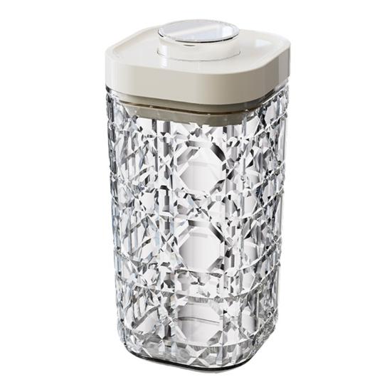 Vintage Airtight Storage Jar Clear Plastic Food Container with Pop Lid Stackable One Button Opening Kitchen Storage Organizer for Cereal