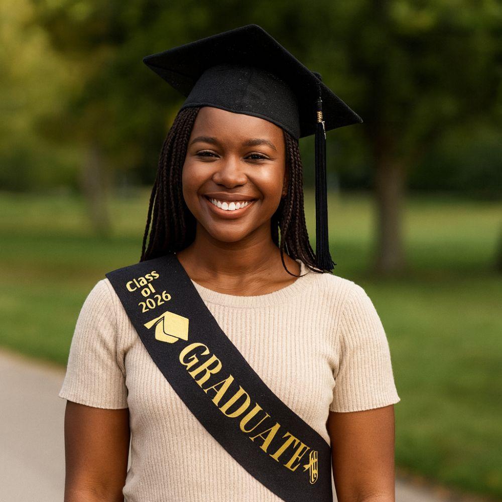 Class of 2026 Graduation Sash Belts Black White Bachelor Sash Etiquette Belt Graduation Party