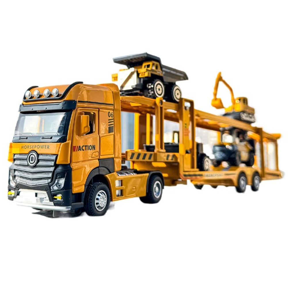 1/32 Engineeringtoy Transport Cars Модель игрушечного сплава литой двухслойный грузовик игрушка инерционный звук свет транспорт для мальчиков подарок