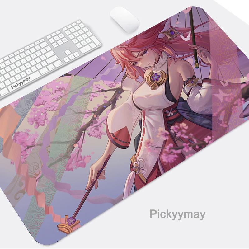 Коврик для мыши игровые аксессуары коврик для мыши Yae Miko компьютер ноутбук ПК геймер Mause Genshin Impact большая аниме-клавиатура настольный ковер