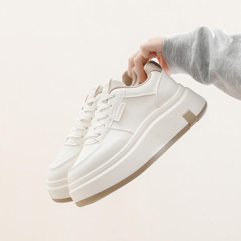 2025 Spring White Shoes New Korean Version Ins Female Students Height Increase Platform Sports Board Shoes Casual Shoes Female HB608