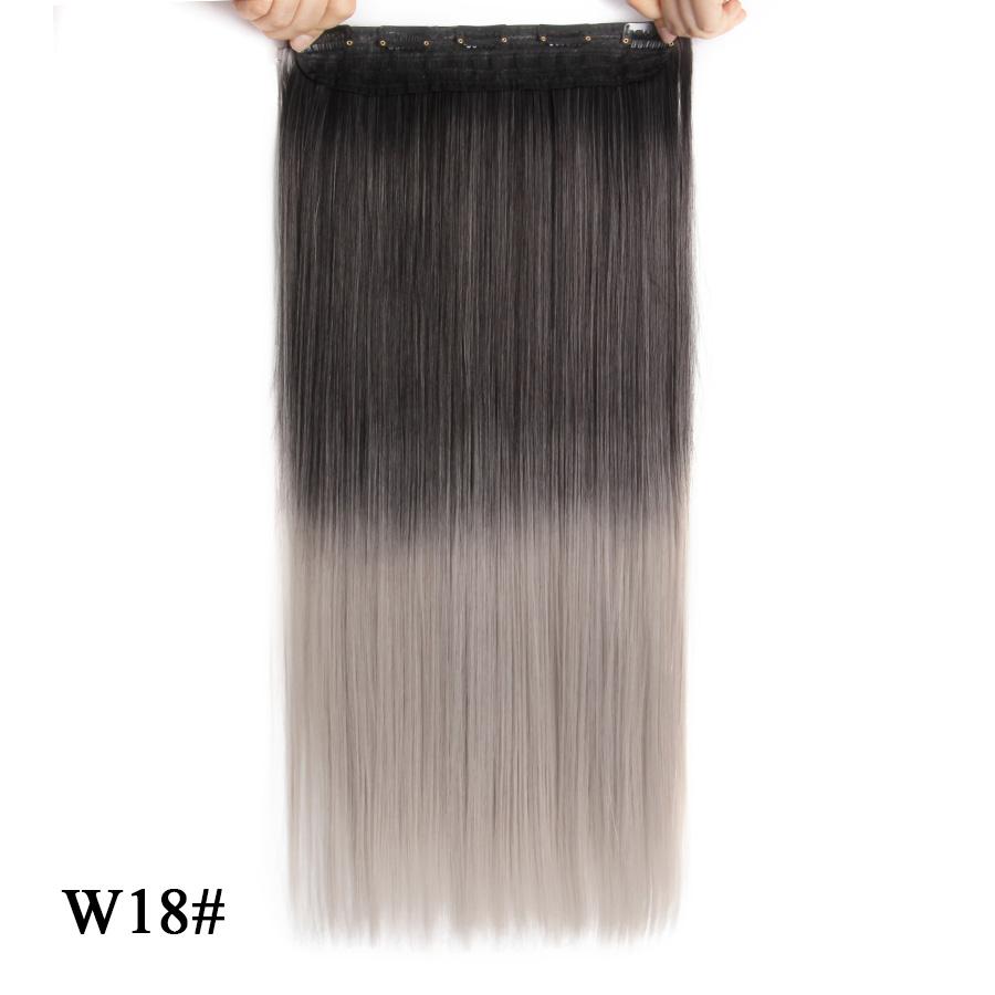 Прямые наращивания волос Ombre Розовый Фиолетовый Наращивание волос на 5 клипсах Синтетические дешевые 22 дюйма для женщин