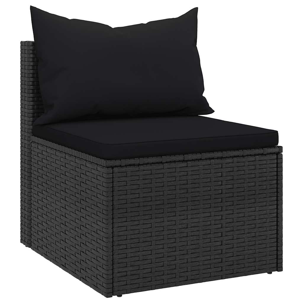 4 Piece Outdoor Sofa Set with Cushions Black Poly Rattan