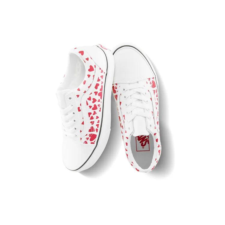 Vans Old Skool 'Valentine Hearts' (Unisex) True White / Racing Red Skate Shoes VN0A3WKT4S0