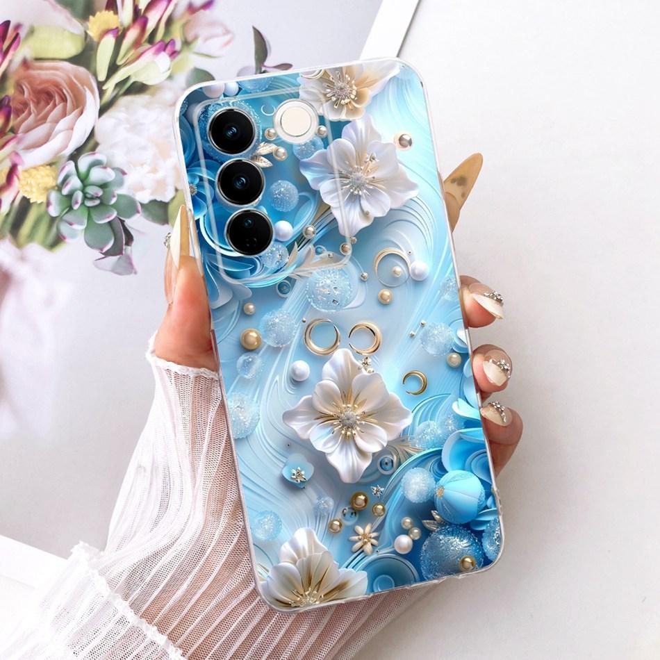 For Vivo V27 V27Pro Cute Flower Butterfly Cat Painted Case For Vivo V 27 V27 Pro V2230 V2231 Soft Silicone TPU Phone Cases