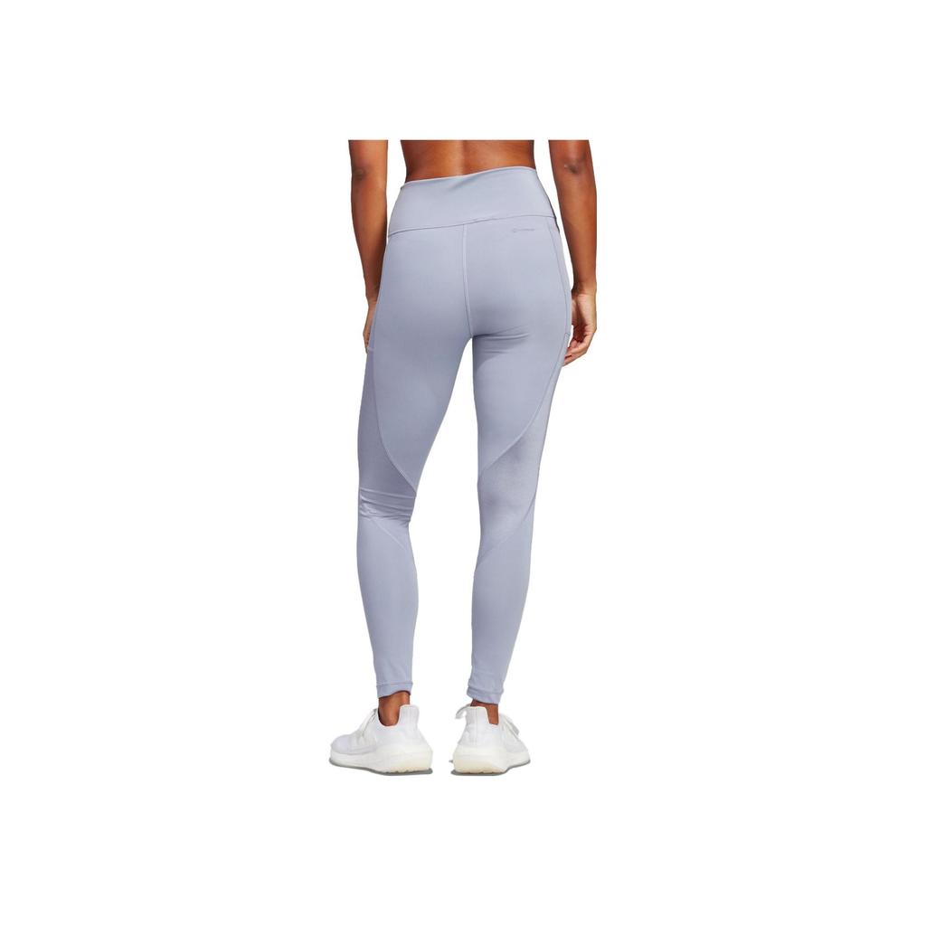 Adidas Essentials High-Intensity 7/8 Fitted Mid-Rise Fitness Leggings Women Bottoms Silver-Grey Violet IC8301
