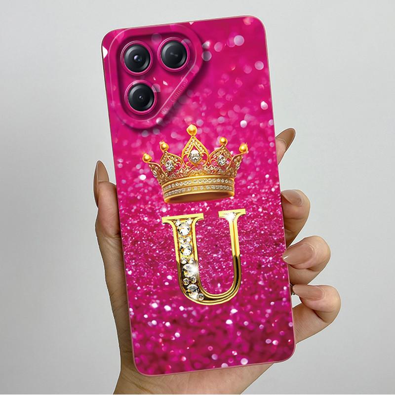 Чехол для телефона Tecno Pova 7 Neo Корона Первоначальные буквы Жидкий силикон Пылезащитный Полная защита Для Tecno Pova 7Neo Funda Coques