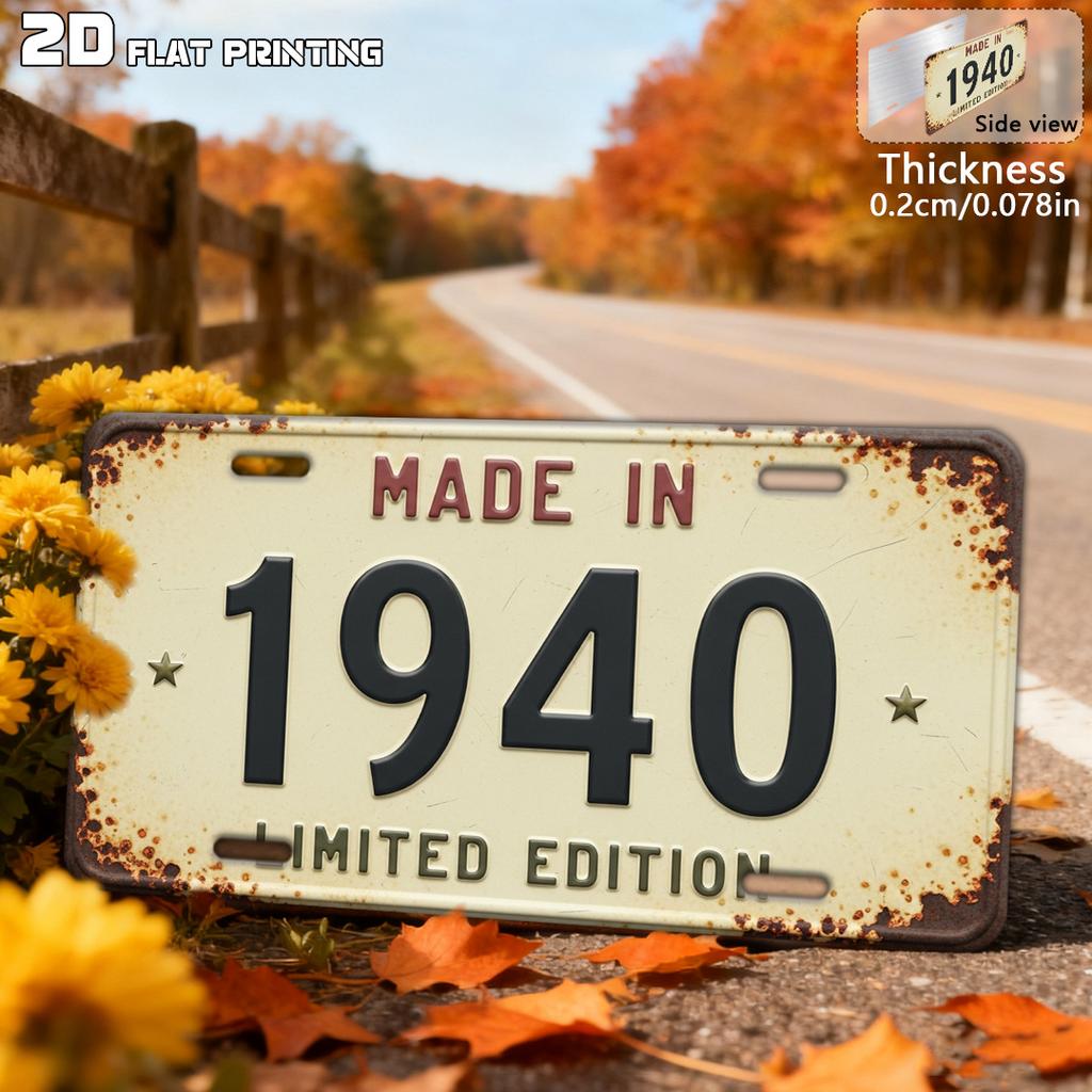 Vintage Distressed Year Number Castle Pattern Slogan License Plate Metal Tin Sign Retro Wall Decor For Bar Cafe Home Garden