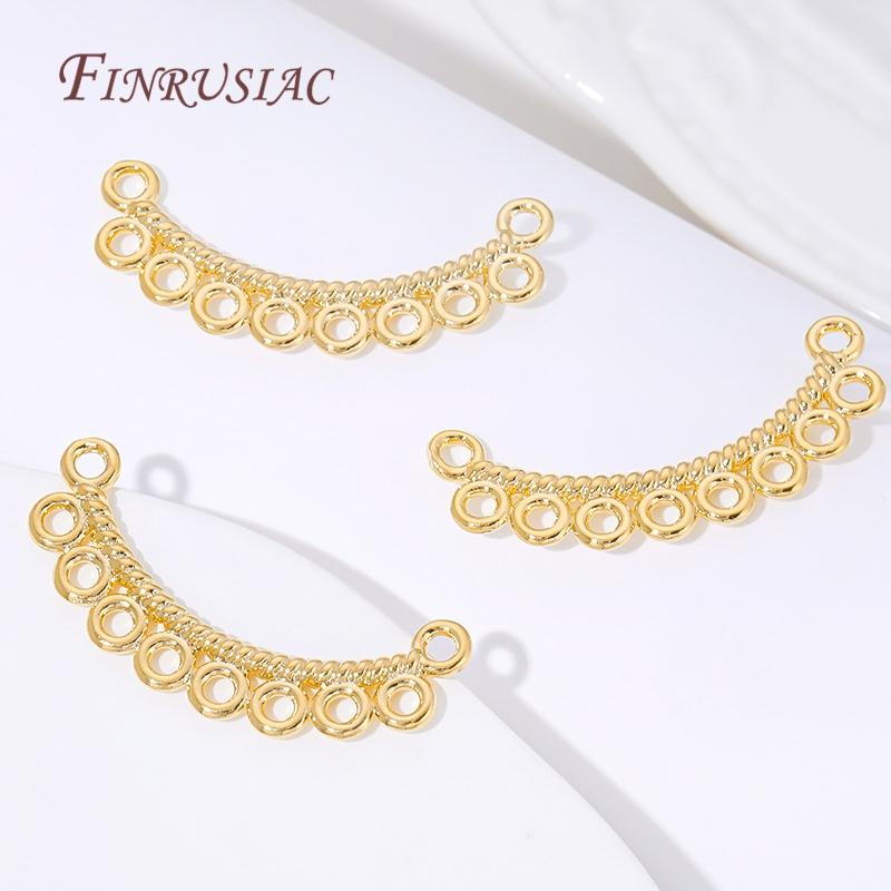 18K Gold Plated Twisted Curved Multi Hole Circle Connector,DIY Jewelry Findings Link Bar Accessories For Ear Craft