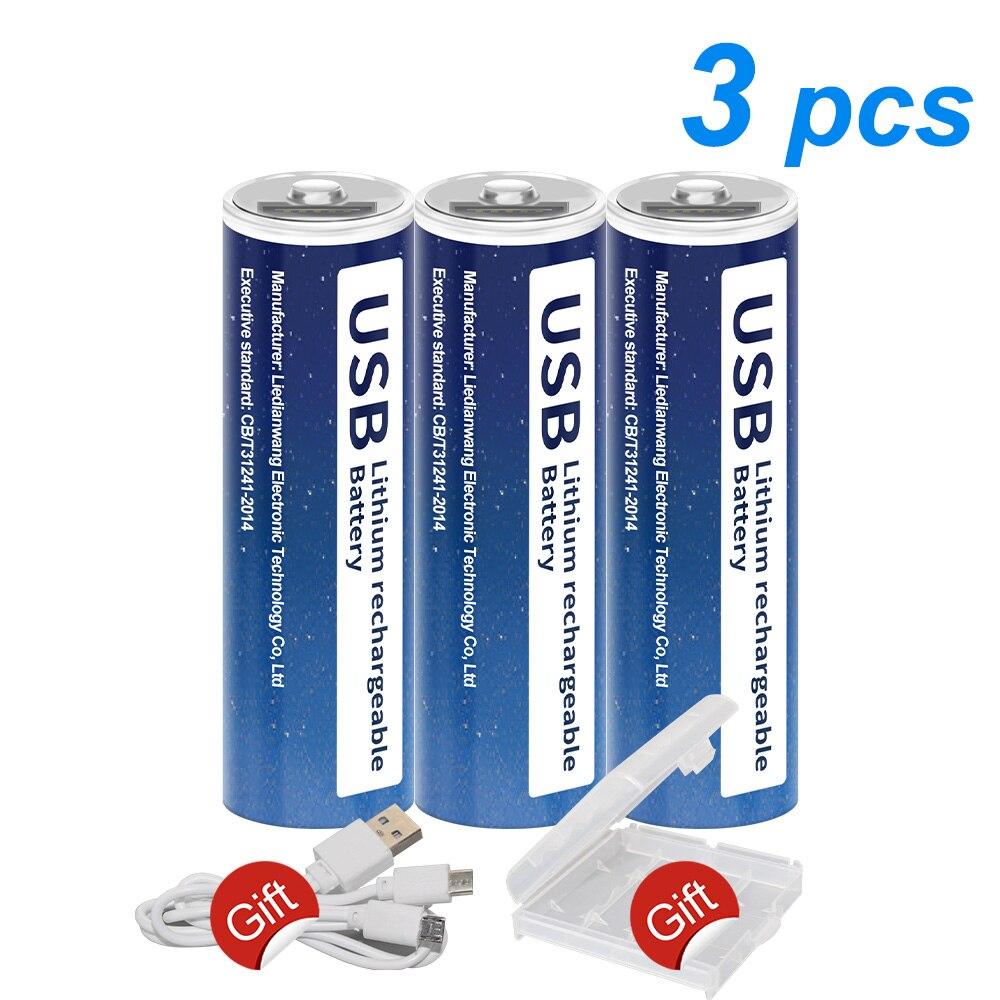 100% Capacity 1.5V AA Li-ion Battery 2800mWh Li-Polymer USB Rechargeable Lithium USB Battery AA+ USB Cable Line Toy KTV Multi-function Battery