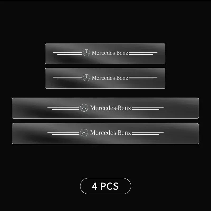 CSC1 4pcs Car Door Sill Protector Stickers Transparent Decor Decal Threshold Strip for Mercedes Benz W211 W204 W210 W203 CLA GLA