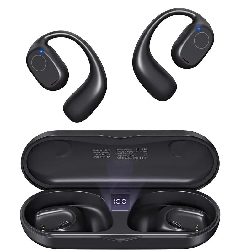 UYUXIO OWS Open Ear Wireless Earbuds with Digital Display 40 Hours Playtime Headphones BT 6.0 Ear Buds Earphone for Sports