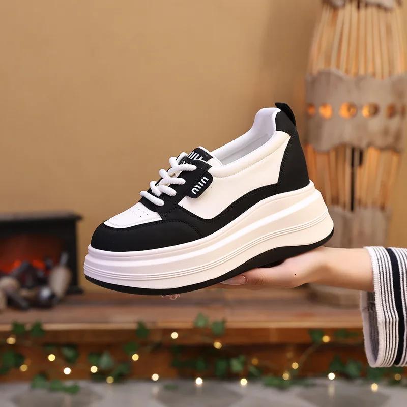 Fujin 8cm Chunky Sneaker Ergonomic Genuine Leather Ethnic Autumn Flats Mixed Color Vulcanize Comfy Leisure Loafer Shoes Woman