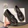 Round Head Platform Loafer Single Shoes Women's College Style Jk Small Leather Shoes Versatile British 2025 New One-pedal Trendy Single Shoes