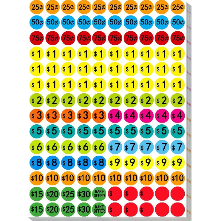 Dot Stickers 2100 Pcs, 3/4" Color Coding Labels Classroom Must Haves, Blank Garage Sale Price Stickers, Dot Round Circle Markers Sticker for
