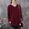 This Year, the Belly Cover Shirt V-neck Long-sleeved Autumn Dress Foreign Style Bottoming Shirt Korean Version Loose Dopamine T-shirt Is Popular.