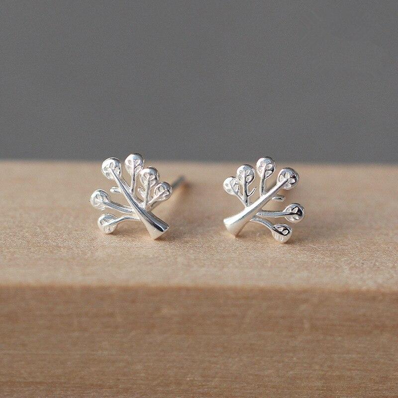 Модные серебряные гипоаллергенные серьги-гвоздики в форме листьев дерева для женщин, подарочные украшения Pendientes Mujer Female Eh649