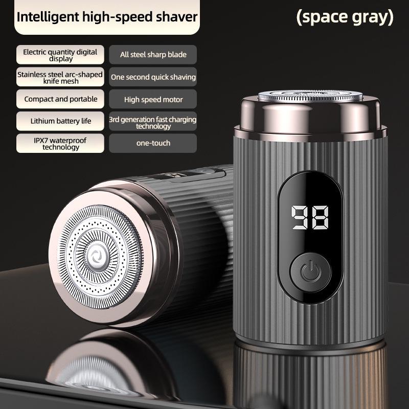 Portable Rechargeable Men's Electric Beard Shaver - Compact Travel Design