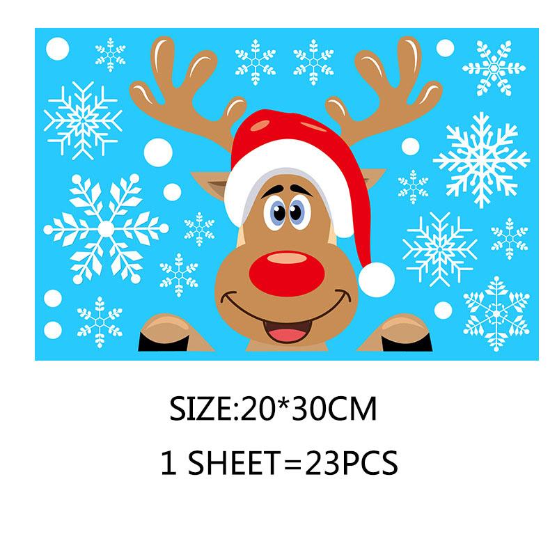 Статическая наклейка для вечеринки, новогоднее украшение для окон, украшения в виде лося, большая снежинка, настенная наклейка из ПВХ, стекла, Санта, дома, украшения на Рождество