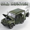 1:18 Scale Russia UAZ Hunter RV Model Car Toys Alloy Diecast Off-road Vehicles Sound Light Doors Opened Pull Back for Boys Gifts