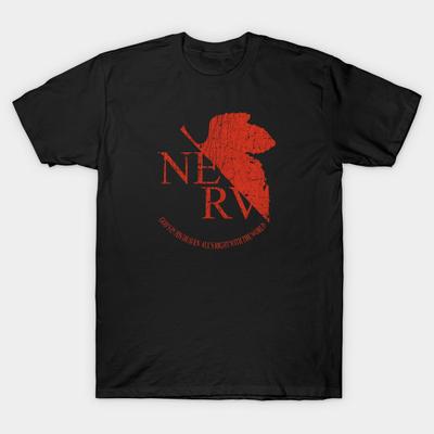 Мужская черная футболка с принтом, очень большая футболка NERV Evangelion, хлопковая футболка с принтом на бумаге для переноса без разрезов