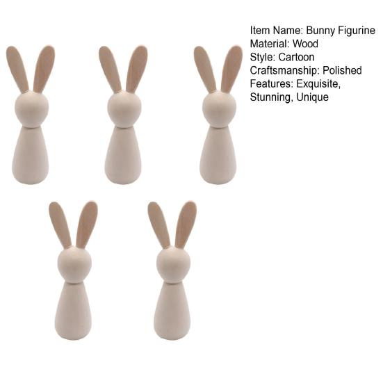 Unfinished Wooden Rabbit Crafts DIY Mini Wood Bunny Figurine Easter Blank Bunny Peg Dolls for Painting