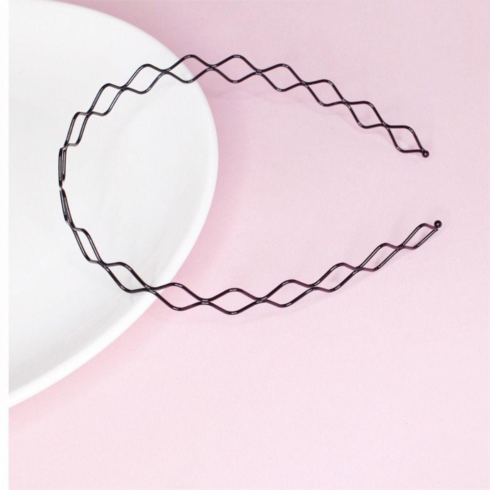 Двухслойный тонкий металлический обруч для волос, мужская резинка для волос весенней формы, повязка на голову в форме волны, детская повязка на голову