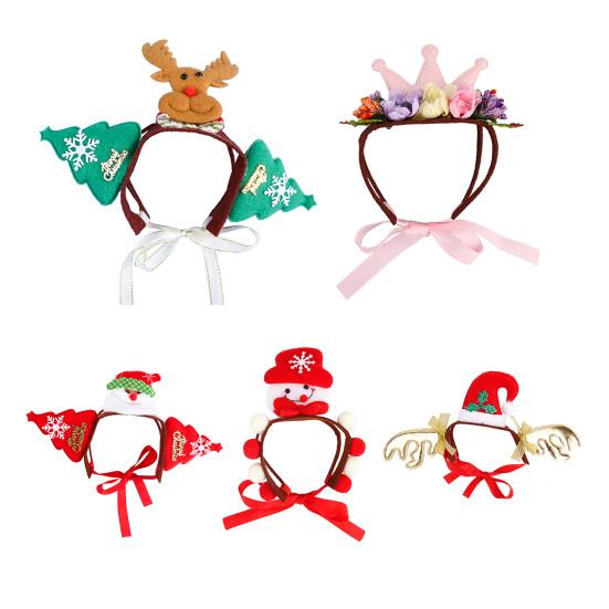Dogs Cats Christmas Patterns Headband Photography Props Pet Headwear Accessory