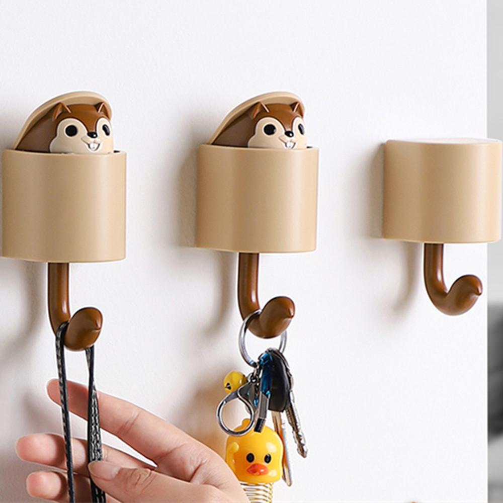 Мультяшный крючок в виде белки, креативная вешалка для животных, милый ключ, зонтик, полотенце, кепка, вешалка для одежды, настенное украшение, бесплатная штамповка, оптовая продажа