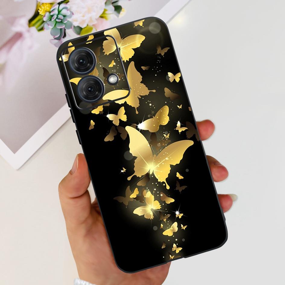 For Motorola Moto G84 5G Case 2023 New Stylish Butterfly Cat Slim Black Silicone Soft TPU Phone Cover For Moto G84 5G G 84 Coque