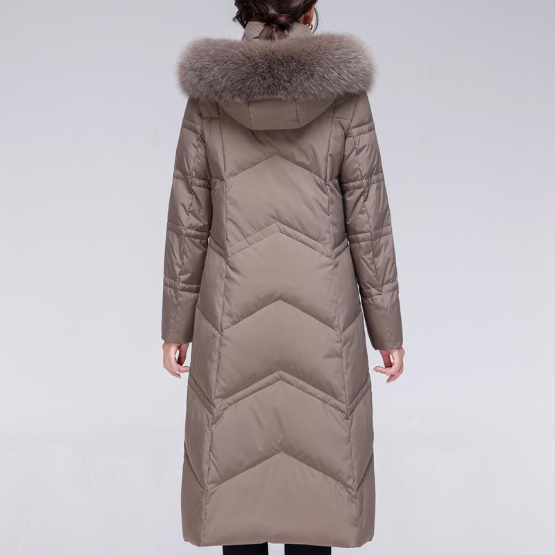 Real Fur Collar Winter Long Down Coats for Women Vintage Plus Size Parkas Hooded Elegant Thick Warm White Duck Down Jacket Woman Outerwears