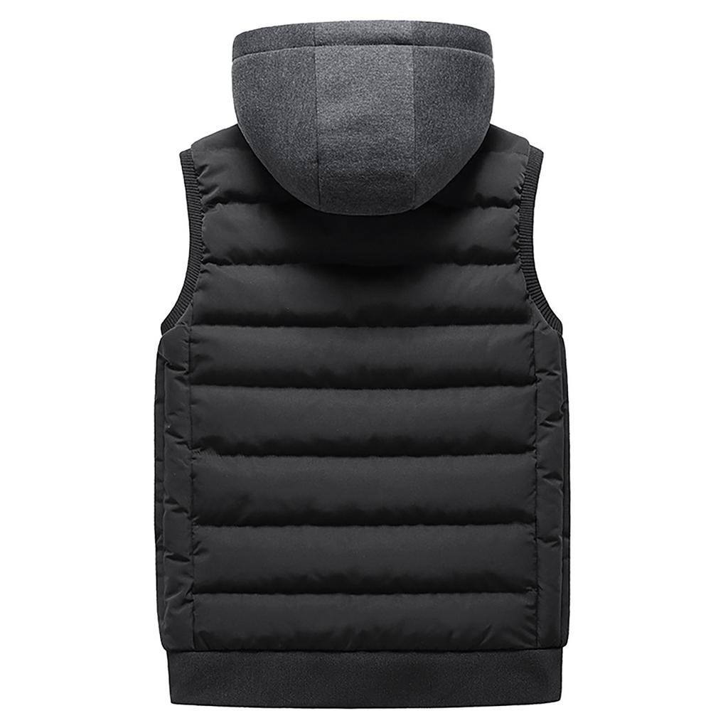 Мужская Зимняя Мода Воротник-стойка Жилет Жилет Куртка Топ Пальто С капюшоном