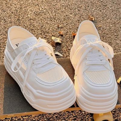 Сетчатая платформа белые туфли женские летние кеды дышащие и легкие повседневные туфли женские