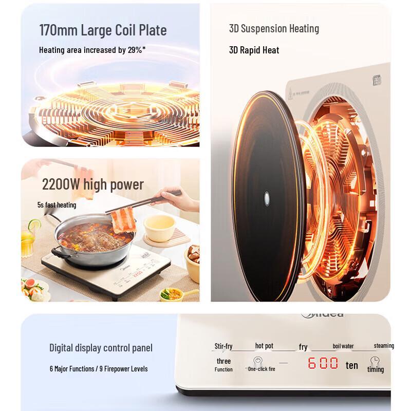 Midea MC-22TA01 Touch Control Induction Cooktop CN plug (adapter included)