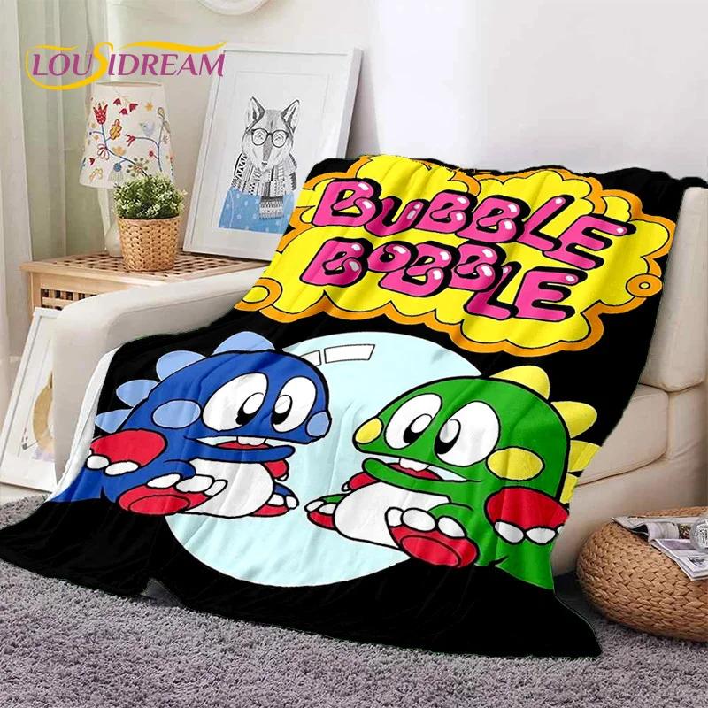 Мультяшный Bubble Bobble Puzzle Bobble Retro Game Мягкое фланелевое одеяло для кроватей, спальни, дивана, пикника, плед для отдыха на открытом воздухе