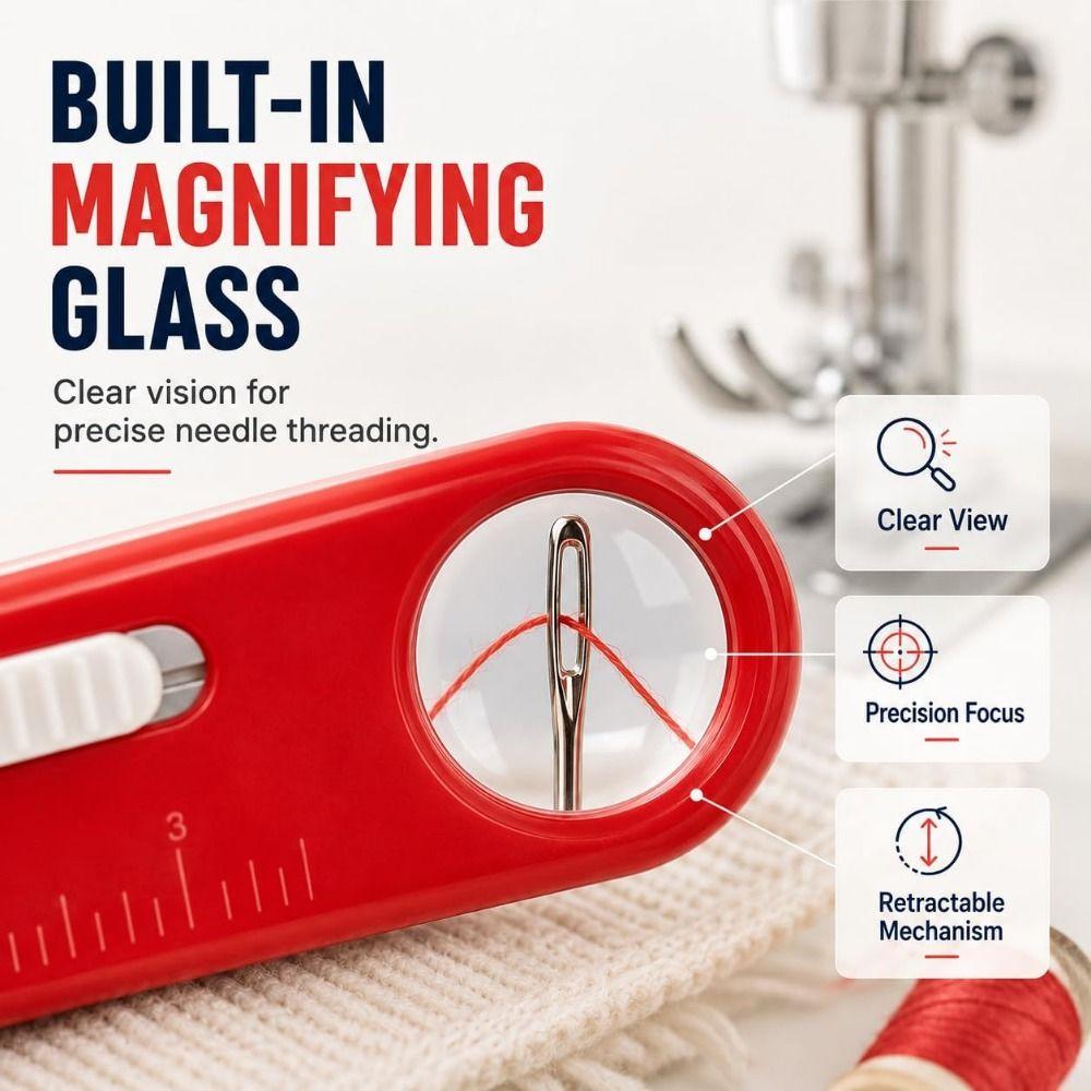 4 in 1 Automatic Threader Built-In Magnifier Quick Threading Tool Needle Threader Quilting