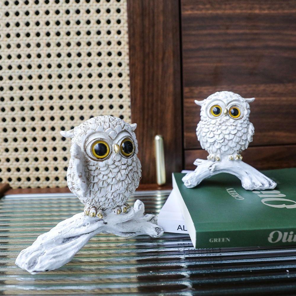 Креативное украшение в виде совы, смола, миниатюрная фигурка, скульптура, микро-ландшафт, статуэтка животного, шкаф