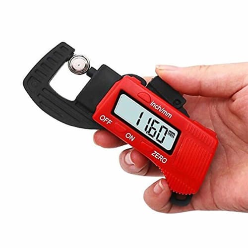 ANR Digital Micrometer, High-Precision Digital Gauge for Thickness Measurement, Leathercraft, Printing Paper, Large Thickness Display, Red